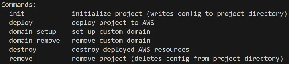 list of Vizier commands